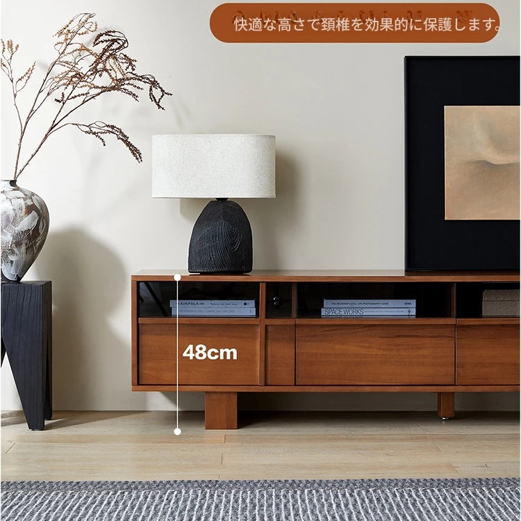 無垢材とガラスのモダンテレビ台 | シンプルでスタイリッシュなインテリアに最適 | 高品質な収納力を実現 hsxz-2193