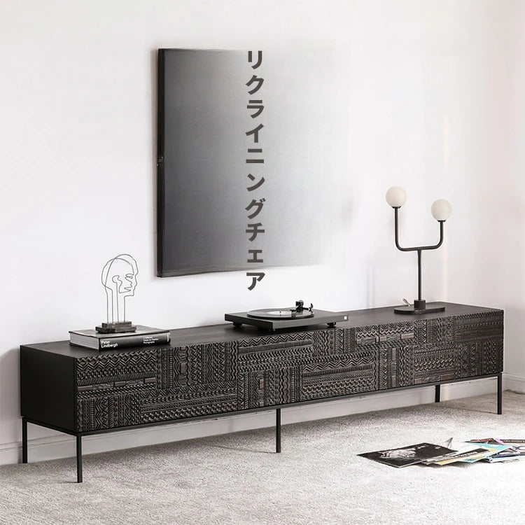 チーク調のモダンテレビ台 - 中密度繊維板製、スタイリッシュな収納キャビネット hsxz-2194