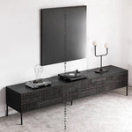 チーク調のモダンテレビ台 - 中密度繊維板製、スタイリッシュな収納キャビネット hsxz-2194