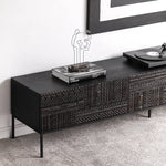 チーク調のモダンテレビ台 - 中密度繊維板製、スタイリッシュな収納キャビネット hsxz-2194