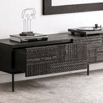 チーク調のモダンテレビ台 - 中密度繊維板製、スタイリッシュな収納キャビネット hsxz-2194