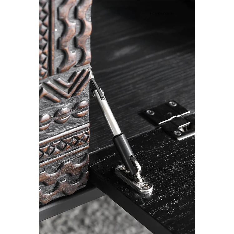 チーク調のモダンテレビ台 - 中密度繊維板製、スタイリッシュな収納キャビネット hsxz-2194