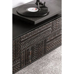 チーク調のモダンテレビ台 - 中密度繊維板製、スタイリッシュな収納キャビネット hsxz-2194