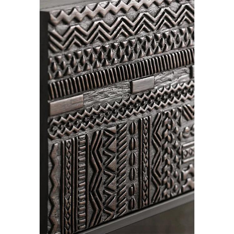 チーク調のモダンテレビ台 - 中密度繊維板製、スタイリッシュな収納キャビネット hsxz-2194