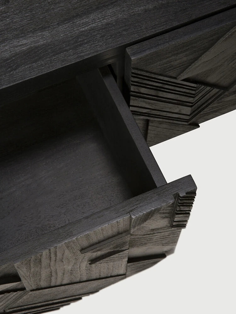 モダンデザイン テレビ台 チーク 多層板製 おしゃれなリビング家具 ユニークなパターン付き hsxz-2195