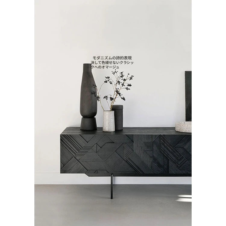 モダンデザイン テレビ台 チーク 多層板製 おしゃれなリビング家具 ユニークなパターン付き hsxz-2195