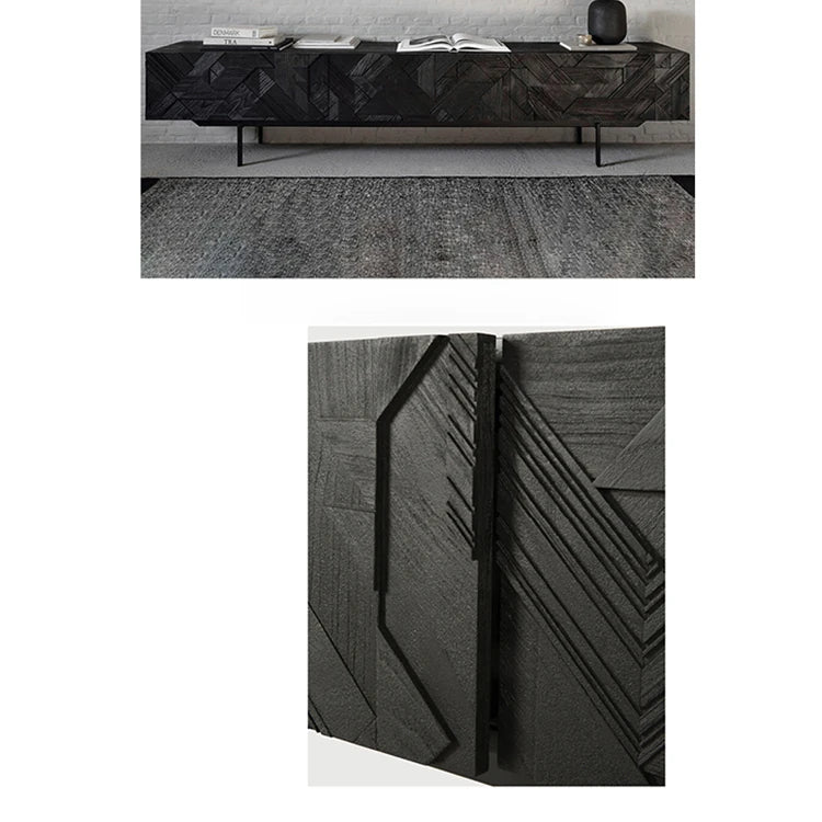 モダンデザイン テレビ台 チーク 多層板製 おしゃれなリビング家具 ユニークなパターン付き hsxz-2195