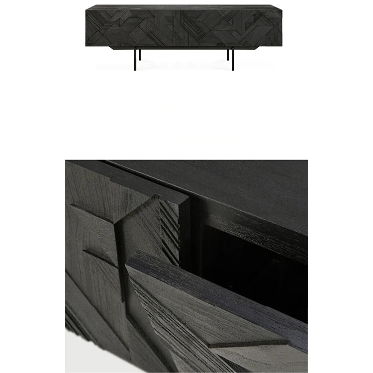 モダンデザイン テレビ台 チーク 多層板製 おしゃれなリビング家具 ユニークなパターン付き hsxz-2195