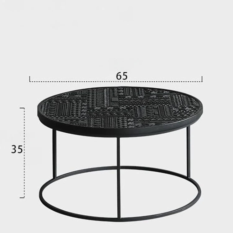 チーク材使用!スタイリッシュなデザインのセンターテーブル【彫刻模様】 hsxz-2197