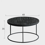 チーク材使用!スタイリッシュなデザインのセンターテーブル【彫刻模様】 hsxz-2197