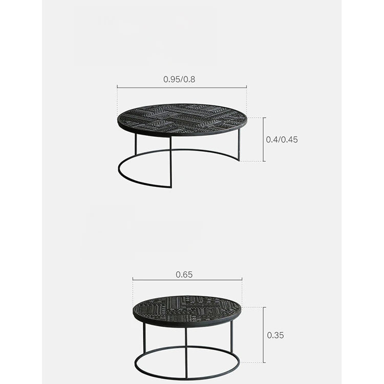 チーク材使用!スタイリッシュなデザインのセンターテーブル【彫刻模様】 hsxz-2197
