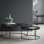 チーク材使用!スタイリッシュなデザインのセンターテーブル【彫刻模様】 hsxz-2197