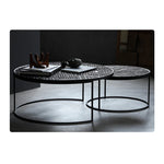 チーク材使用!スタイリッシュなデザインのセンターテーブル【彫刻模様】 hsxz-2197