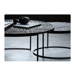 チーク材使用!スタイリッシュなデザインのセンターテーブル【彫刻模様】 hsxz-2197