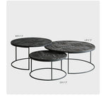 チーク材使用!スタイリッシュなデザインのセンターテーブル【彫刻模様】 hsxz-2197