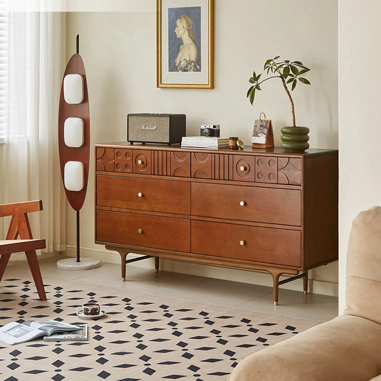 チェリー材を使用したモダンデザインのキャビネット - 優雅な彫刻ディテール付き、収納力抜群! hsxz-2200