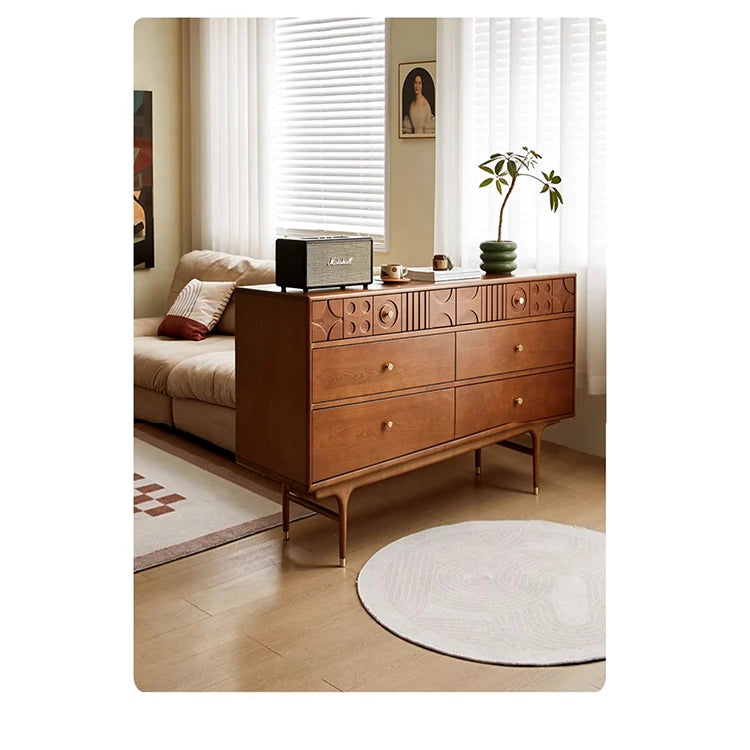 チェリー材を使用したモダンデザインのキャビネット - 優雅な彫刻ディテール付き、収納力抜群! hsxz-2200