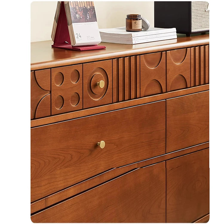 チェリー材を使用したモダンデザインのキャビネット - 優雅な彫刻ディテール付き、収納力抜群! hsxz-2200