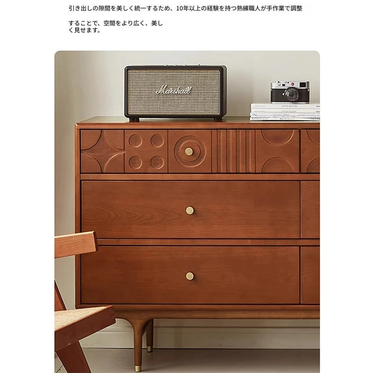 チェリー材を使用したモダンデザインのキャビネット - 優雅な彫刻ディテール付き、収納力抜群! hsxz-2200