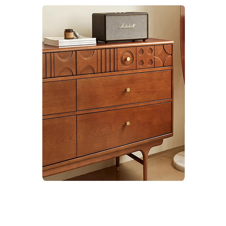 チェリー材を使用したモダンデザインのキャビネット - 優雅な彫刻ディテール付き、収納力抜群! hsxz-2200