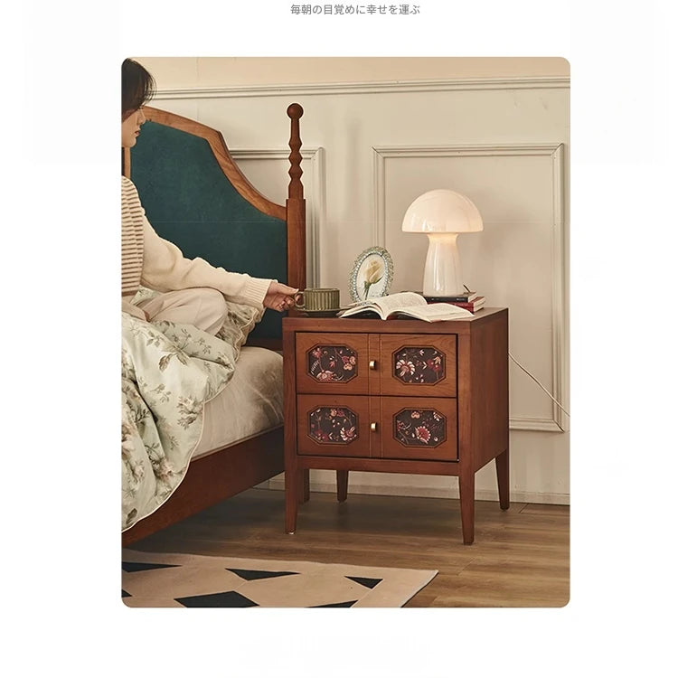 ナイトテーブル アッシュ材 多層板製 収納力抜群 おしゃれなデザイン 寝室に最適 hsysg-4966