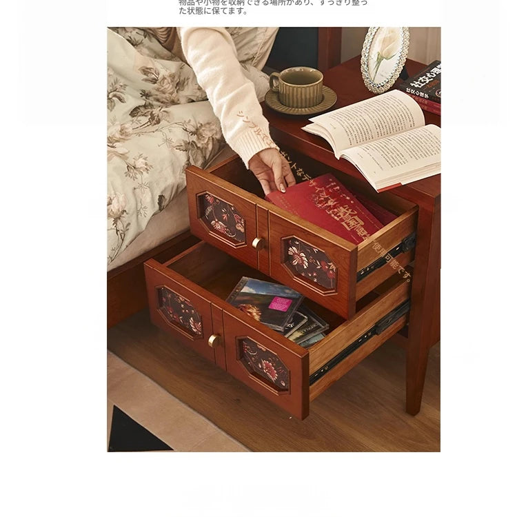 ナイトテーブル アッシュ材 多層板製 収納力抜群 おしゃれなデザイン 寝室に最適 hsysg-4966