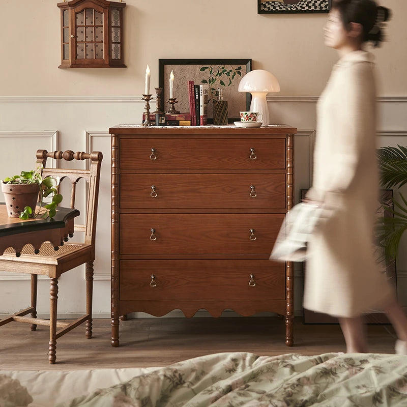 アッシュ材使用 シンプルでスタイリッシュなキャビネット 四段収納タンス 家具のデザインと機能性を兼ね備えた一品 hsysg-4968