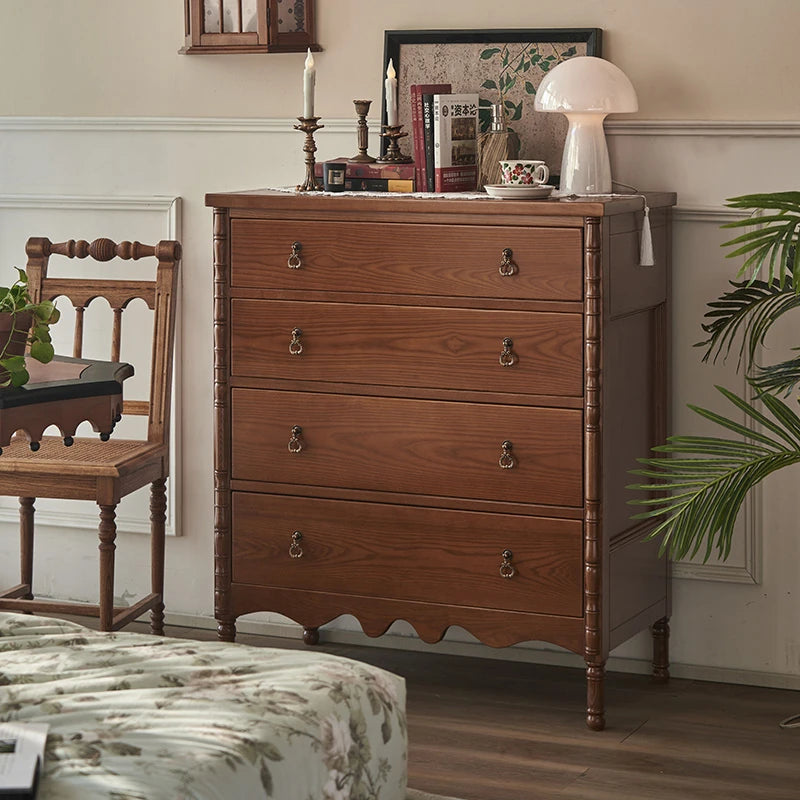 アッシュ材使用 シンプルでスタイリッシュなキャビネット 四段収納タンス 家具のデザインと機能性を兼ね備えた一品 hsysg-4968