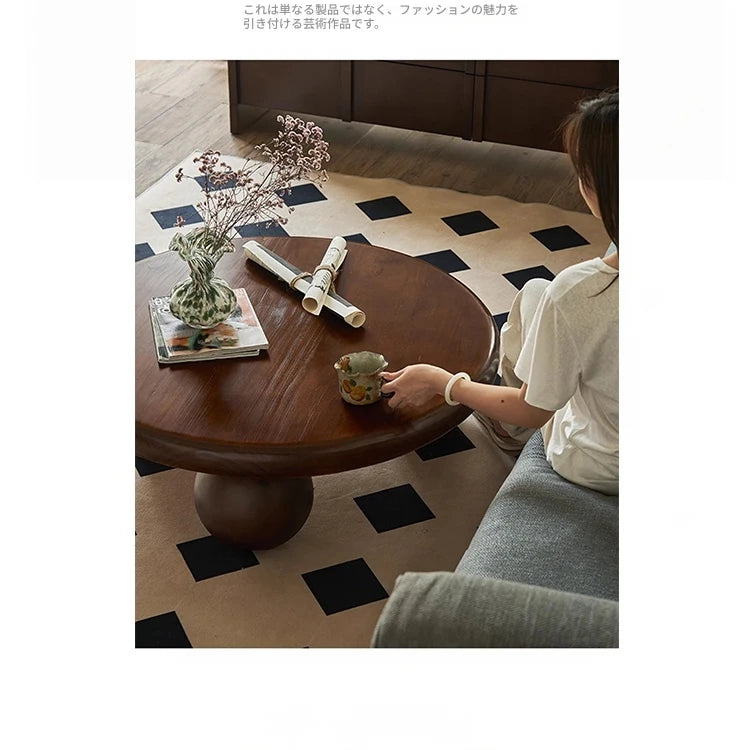 アッシュ材センターテーブル|丸型デザインでおしゃれなリビングを演出|モダンインテリア必見 hsysg-4971