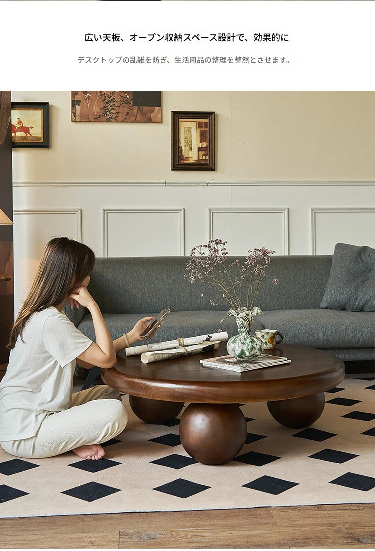 アッシュ材センターテーブル|丸型デザインでおしゃれなリビングを演出|モダンインテリア必見 hsysg-4971