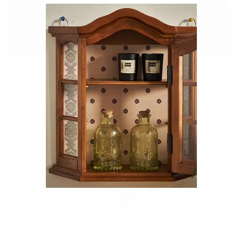 アッシュ材キャビネット ガラス扉付き おしゃれな収納飾り棚 インテリアに最適 hsysg-4975