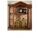 アッシュ材キャビネット ガラス扉付き おしゃれな収納飾り棚 インテリアに最適 hsysg-4975