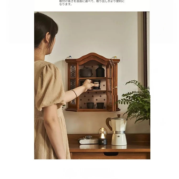 アッシュ材キャビネット ガラス扉付き おしゃれな収納飾り棚 インテリアに最適 hsysg-4975