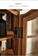 アッシュ材キャビネット ガラス扉付き おしゃれな収納飾り棚 インテリアに最適 hsysg-4975