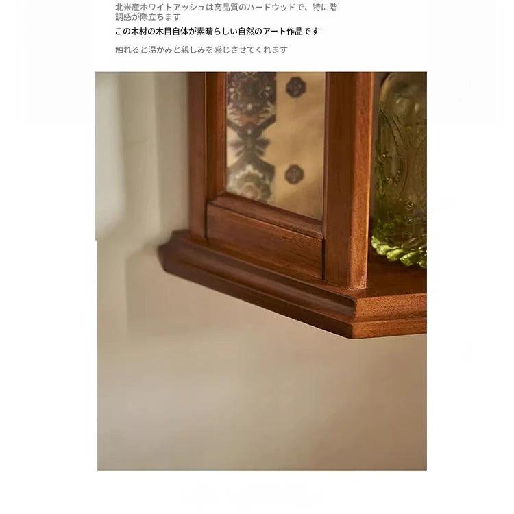 アッシュ材キャビネット ガラス扉付き おしゃれな収納飾り棚 インテリアに最適 hsysg-4975