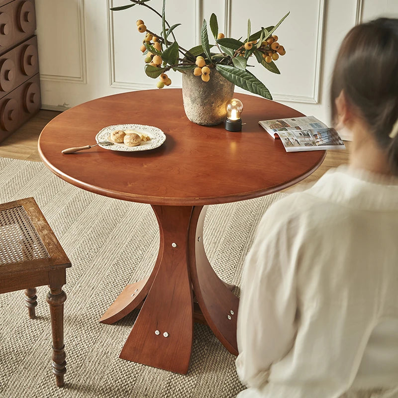 アッシュ材の丸型テーブル - モダンなデザインでおしゃれなリビング空間を演出! hsysg-4981