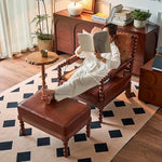 アッシュ材使用のクラシックチェア|PUレザー&綿麻クッション付き|デザイン性抜群のリビング家具 hsysg-4983