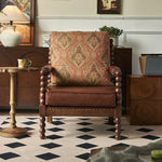 アッシュ材使用のクラシックチェア|PUレザー&綿麻クッション付き|デザイン性抜群のリビング家具 hsysg-4983