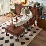 アッシュ材使用のクラシックチェア|PUレザー&綿麻クッション付き|デザイン性抜群のリビング家具 hsysg-4983