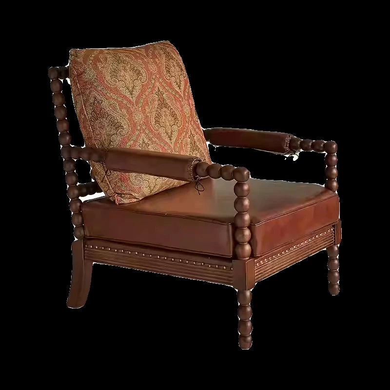 アッシュ材使用のクラシックチェア|PUレザー&綿麻クッション付き|デザイン性抜群のリビング家具 hsysg-4983