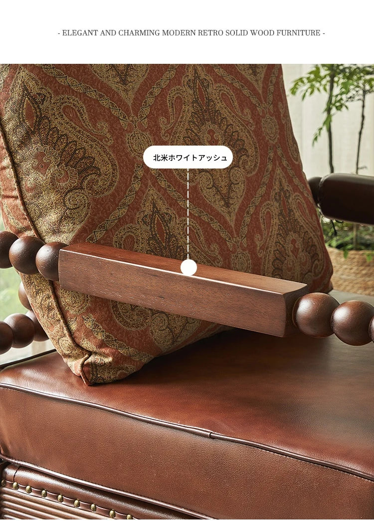 アッシュ材使用のクラシックチェア|PUレザー&綿麻クッション付き|デザイン性抜群のリビング家具 hsysg-4983