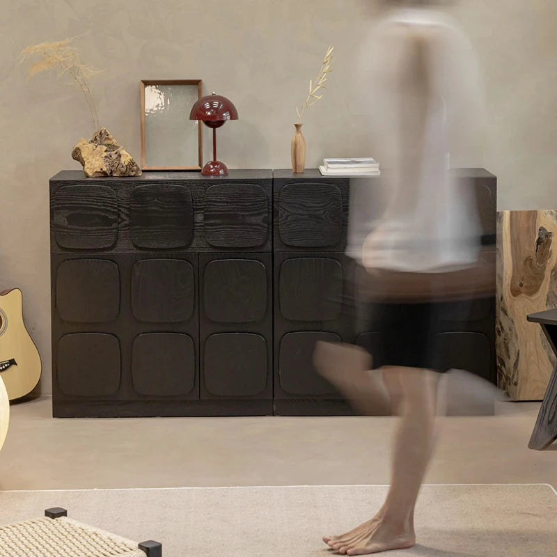 アッシュ材とパイン多層板のスタイリッシュキャビネット|モダンインテリアに最適な収納家具 hsysg-4985