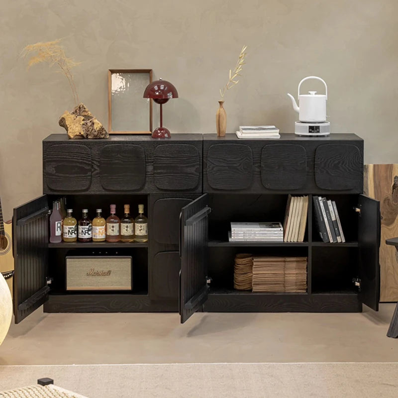 アッシュ材とパイン多層板のスタイリッシュキャビネット|モダンインテリアに最適な収納家具 hsysg-4985