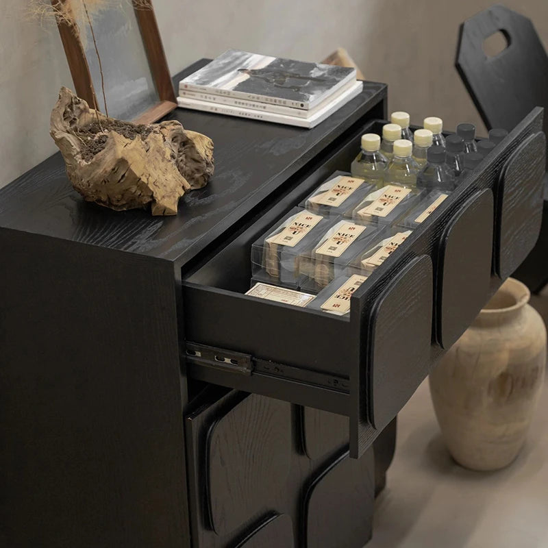 アッシュ材とパイン多層板のスタイリッシュキャビネット|モダンインテリアに最適な収納家具 hsysg-4985