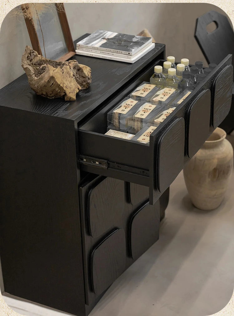 アッシュ材とパイン多層板のスタイリッシュキャビネット|モダンインテリアに最適な収納家具 hsysg-4985