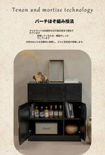 アッシュ材とパイン多層板のスタイリッシュキャビネット|モダンインテリアに最適な収納家具 hsysg-4985