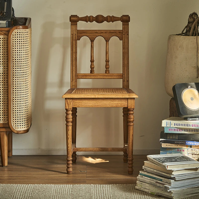 アッシュ材ラタン製のナチュラルデザインチェア|心地よい座り心地と上品な雰囲気を演出 hsysg-4986