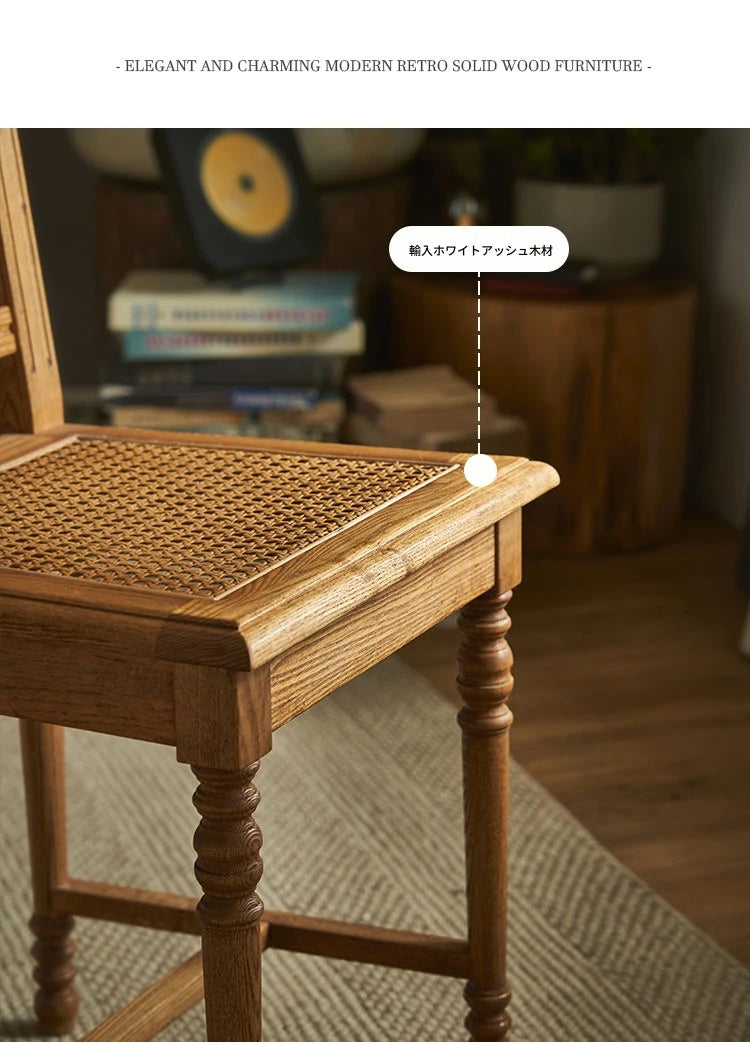 アッシュ材ラタン製のナチュラルデザインチェア|心地よい座り心地と上品な雰囲気を演出 hsysg-4986