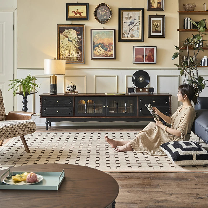 アッシュ材とガラスのシックなテレビ台 | モダンな収納とスタイリッシュなデザイン hsysg-4989