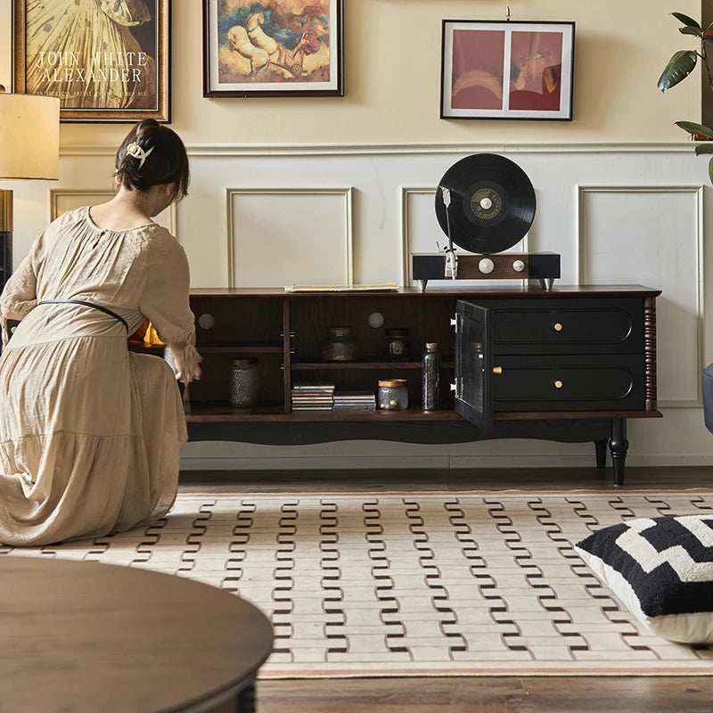 アッシュ材とガラスのシックなテレビ台 | モダンな収納とスタイリッシュなデザイン hsysg-4989